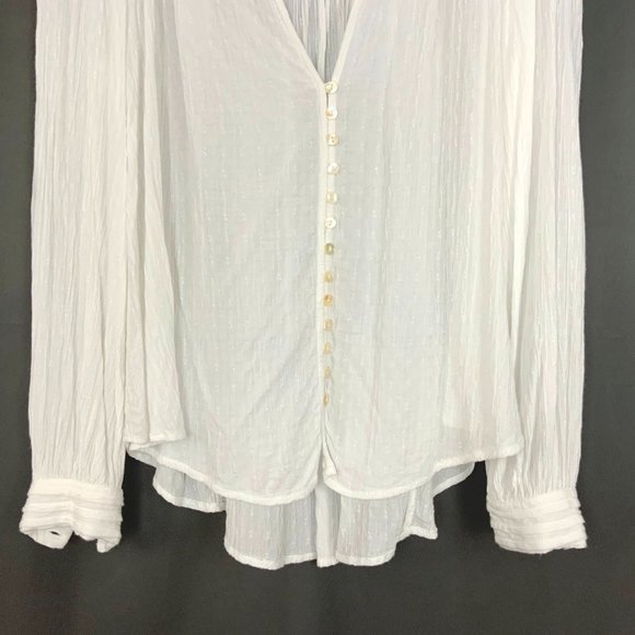 Free People Boho Canyon Rose White Long Sleeve Blouse Top Sz S - Picture 9 of 16